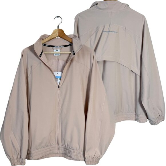 NWT Jordan Sport Dri-Fit Woven Jacket Women's Medium Beige Full Zip Windbreaker - Picture 2 of 16